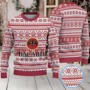 Red & White Fair Isle Snowflake Bacardi Ugly Christmas Sweater