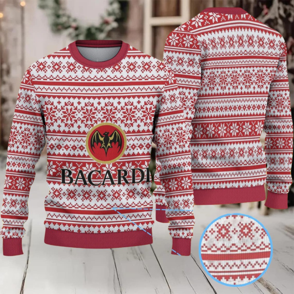 Red & White Fair Isle Snowflake Bacardi Ugly Christmas Sweater Red & White Fair Isle Snowflake Bacardi Ugly Christmas Sweater