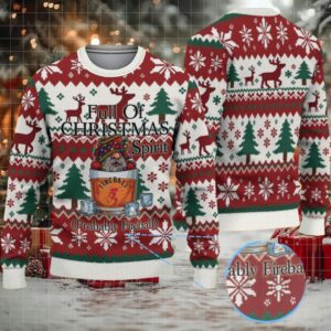 Red, White & Green Fair Isle Reindeer & Christmas Tree Bacardi Ugly Christmas Sweater