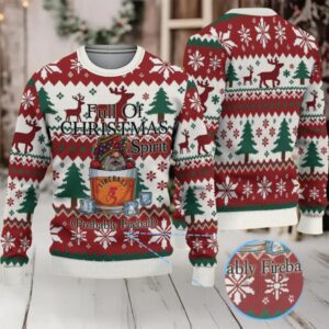 Red, White & Green Fair Isle Reindeer & Christmas Tree Bacardi Ugly Christmas Sweater