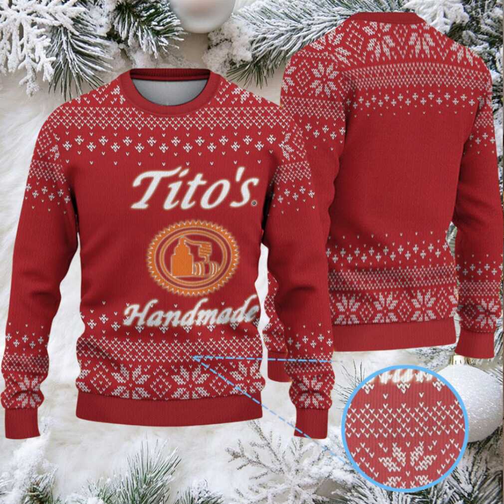 Red White Knitted Snowflake Tito’s Handmade Vodka Ugly Christmas Sweater