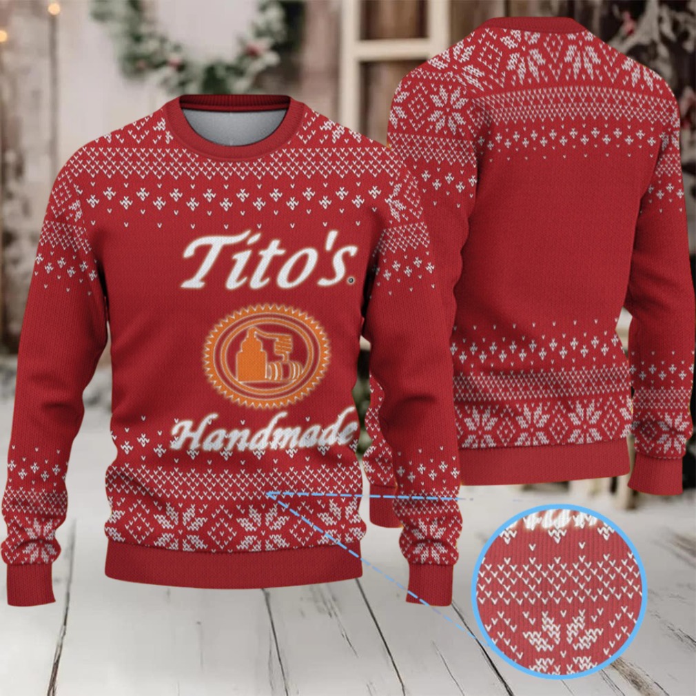 Red White Knitted Snowflake Tito’s Handmade Vodka Ugly Christmas Sweater
