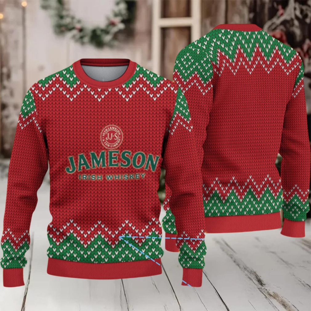 Red and Green Chevron Pattern “Jameson Irish Whiskey” Ugly Christmas Sweater Red and Green Chevron Pattern “Jameson Irish Whiskey” Ugly Christmas Sweater