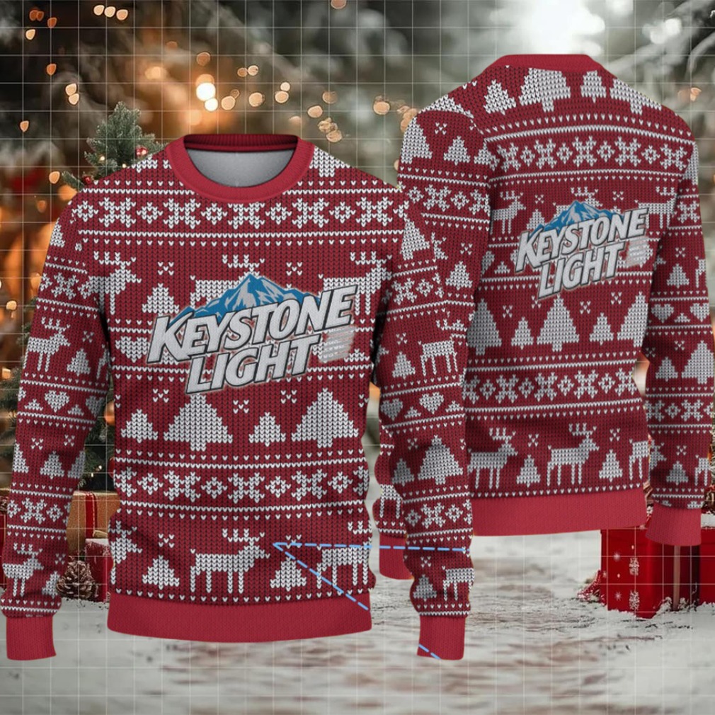 Red and White Reindeer Keystone Light Ugly Christmas Sweater