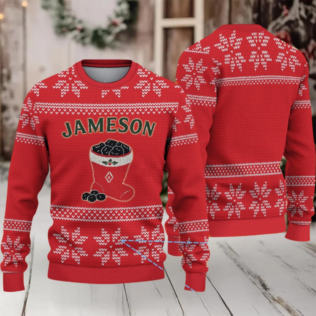 Red and White Snowflake Pattern “Jameson Irish Whiskey” Ugly Christmas Sweater Red and White Snowflake Pattern “Jameson Irish Whiskey” Ugly Christmas Sweater