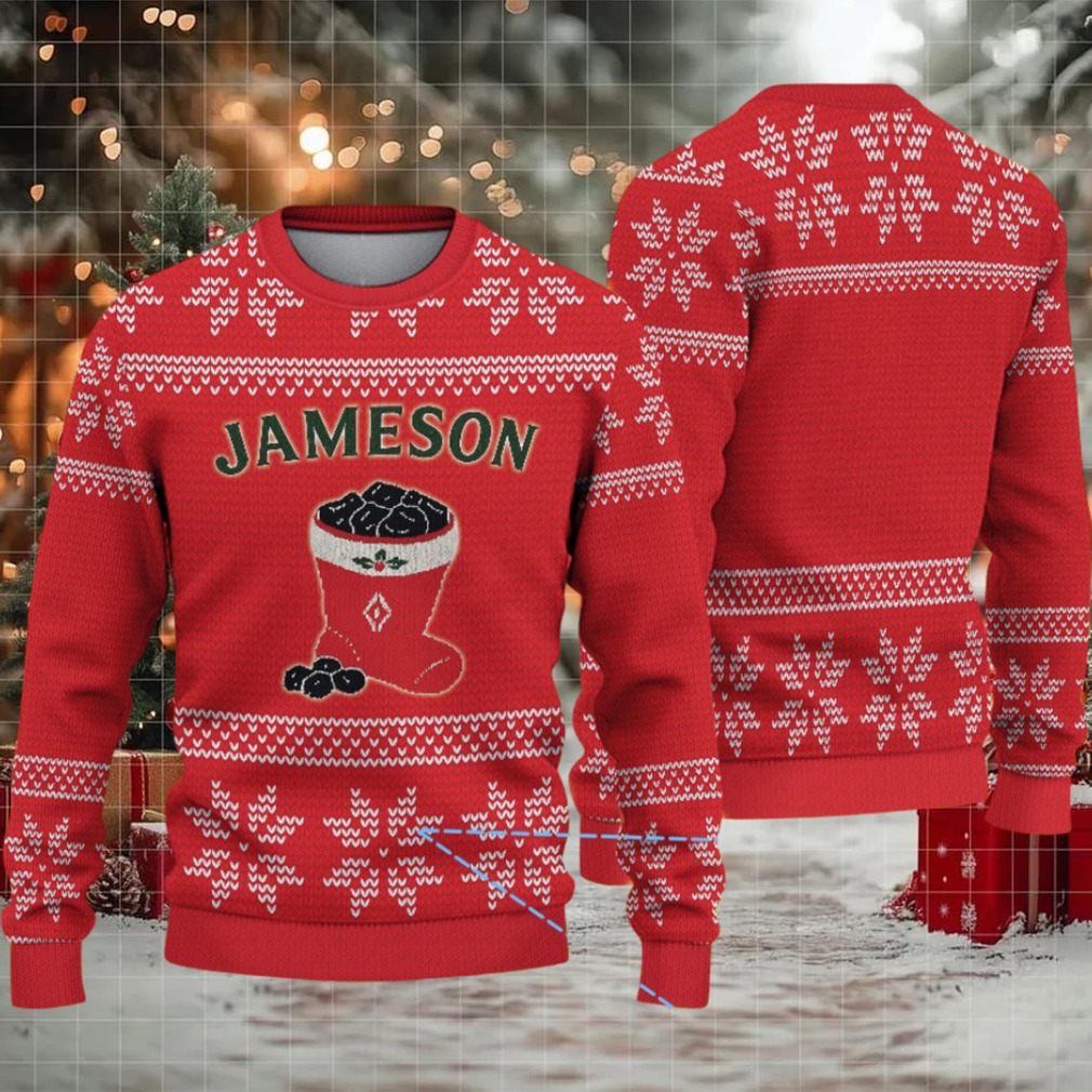 Red and White Snowflake Pattern “Jameson Irish Whiskey” Ugly Christmas Sweater Red and White Snowflake Pattern “Jameson Irish Whiskey” Ugly Christmas Sweater