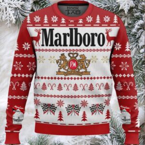 Reindeer Racing Marlboro Ugly Christmas Sweater