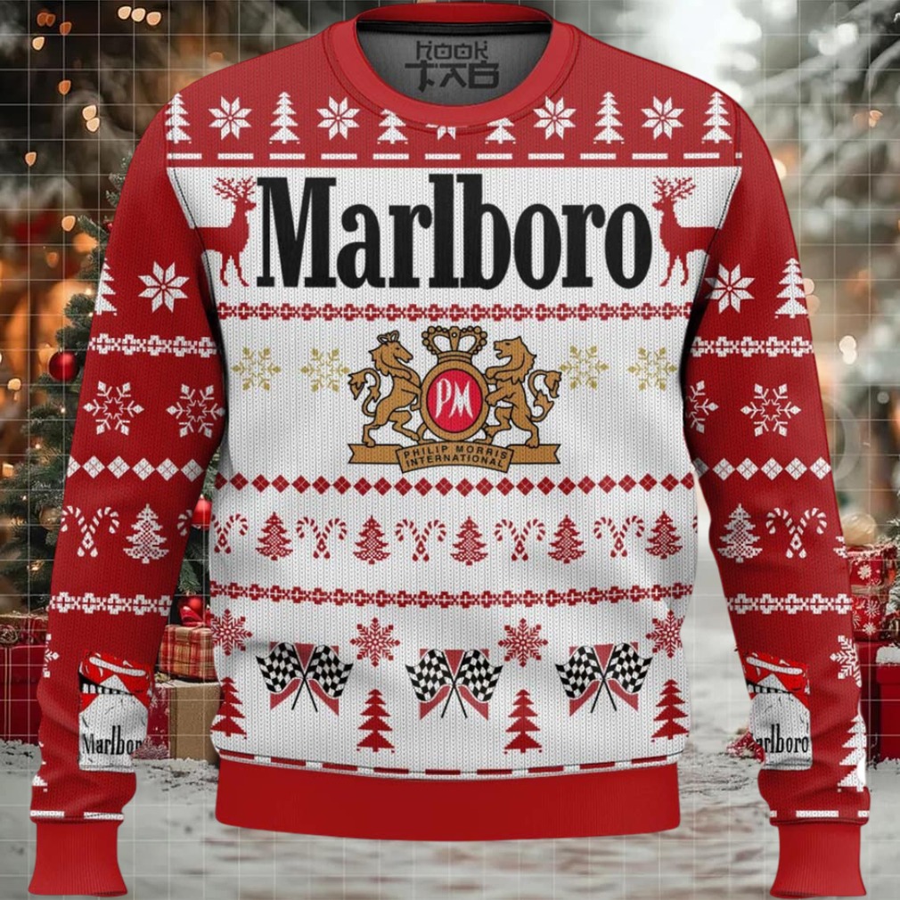 Reindeer Racing Marlboro Ugly Christmas Sweater Reindeer Racing Marlboro Ugly Christmas Sweater