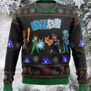 Retro Anime Pixel Art Christmas Sweater – Festive Holiday Unisex Knit Pullover