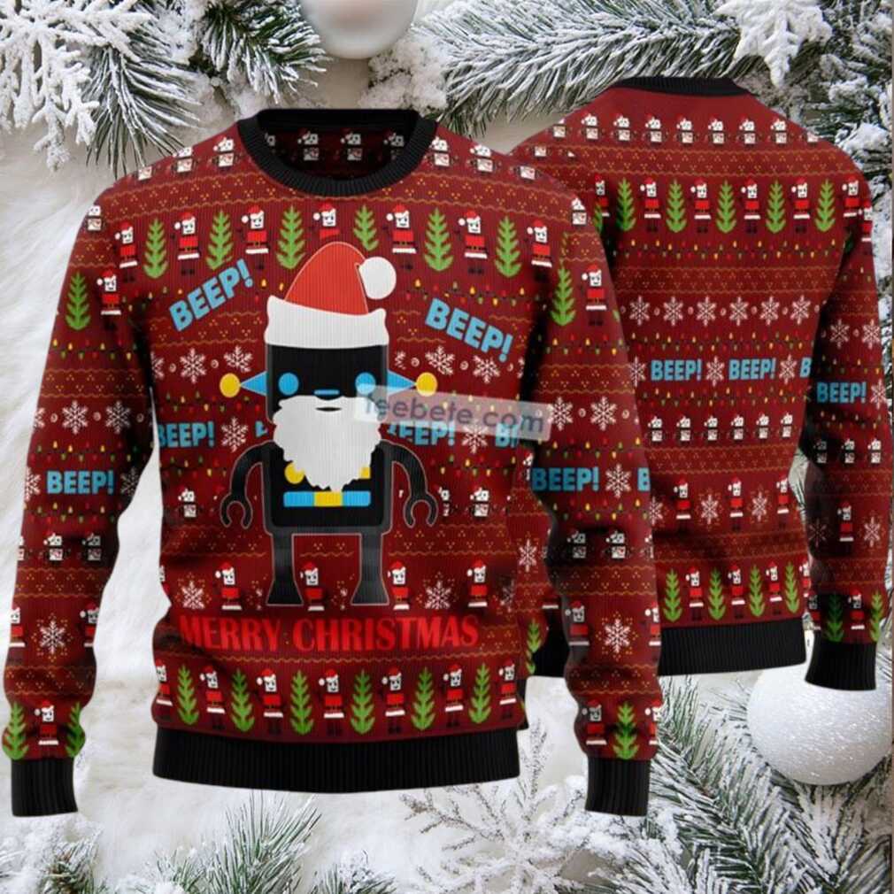 Robot Santa Ugly Christmas Sweatshirt Red