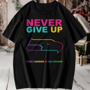 Never Give Up Motivational T Shirt with Eagle Graphic