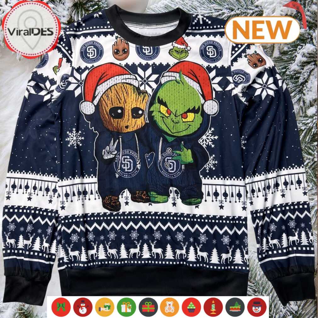 San Diego Padres Baby Groot x Grinch MLB Ugly Sweater