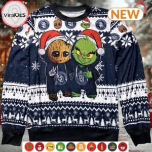 San Diego Padres Baby Groot x Grinch MLB Ugly Sweater