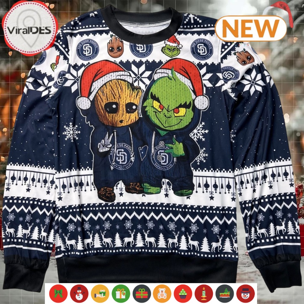 San Diego Padres Baby Groot x Grinch MLB Ugly Sweater