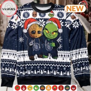 San Diego Padres Baby Groot x Grinch MLB Ugly Sweater