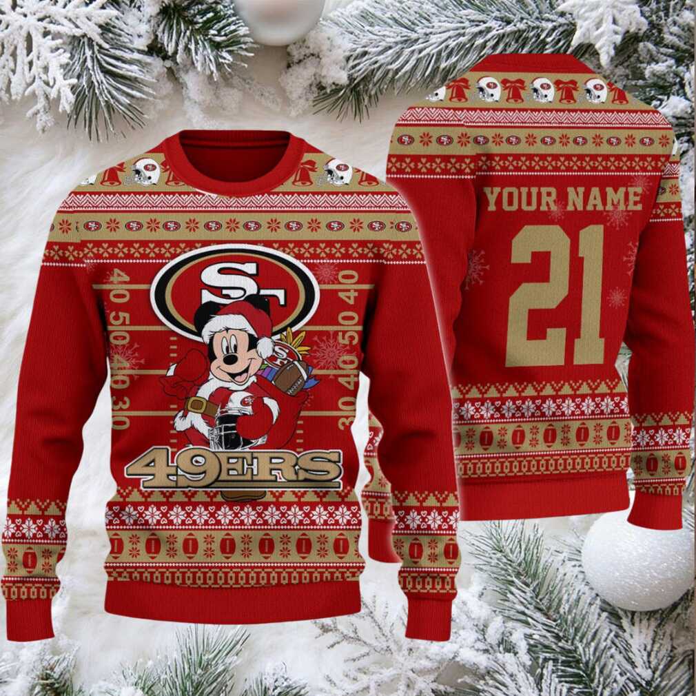 San Francisco 49ers Mickey Mouse Santa Ugly Christmas Sweater San Francisco 49ers Mickey Mouse Santa Ugly Christmas Sweater