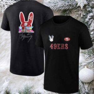 San Francisco 49ers x Bad Bunny Super Bowl LX logo signature bunny mascot shirt