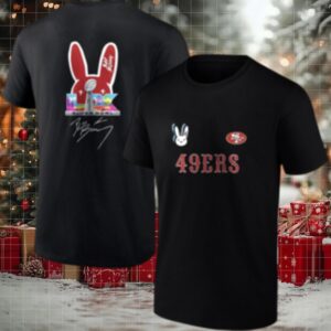 San Francisco 49ers x Bad Bunny Super Bowl LX logo signature bunny mascot shirt