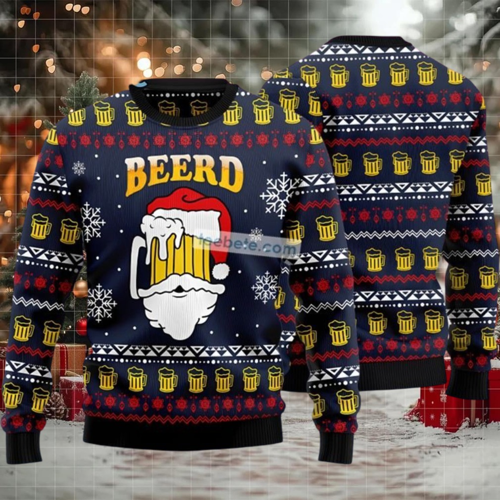 Santa Beerd Cup Ugly Xmas Sweater Blue Santa Beerd Cup Ugly Xmas Sweater Blue