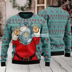 Santa Claus Astronaut Ugly Christmas Sweaters Blue Best