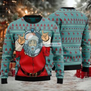 Santa Claus Astronaut Ugly Christmas Sweaters Blue Best