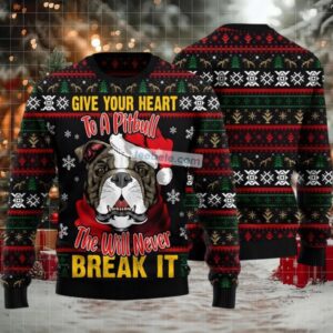 Santa Claus Bulldog Face Ugly Sweater Black Naughty