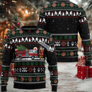 Santa Claus Firefighter Dad Ugly Christmas Sweater Crazy