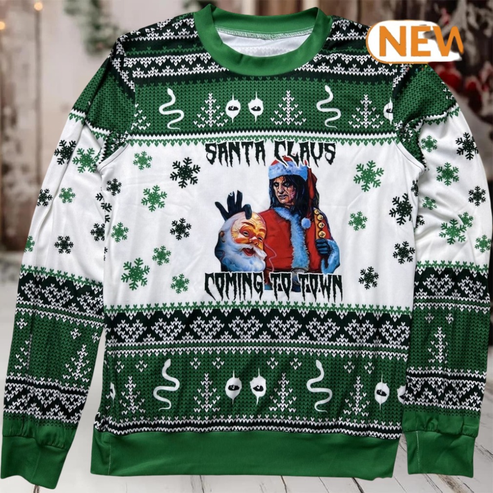 Santa Claus Is Coming To Town Alice Cooper Ugly Sweater Santa Claus Is Coming To Town Alice Cooper Ugly Sweater