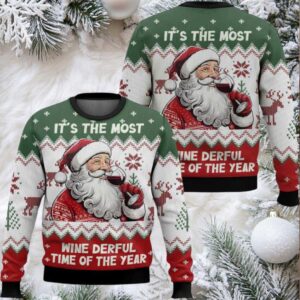 Santa It’s The Most Wine Derful Time Of The Year Ugly Christmas Sweater