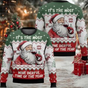 Santa It’s The Most Wine Derful Time Of The Year Ugly Christmas Sweater