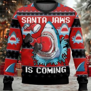 Santa Jaws Is Coming Ugly Christmas Sweater Santa Jaws Is Coming Ugly Christmas Sweater