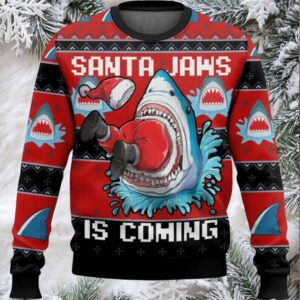 Santa Jaws Is Coming Ugly Christmas Sweater