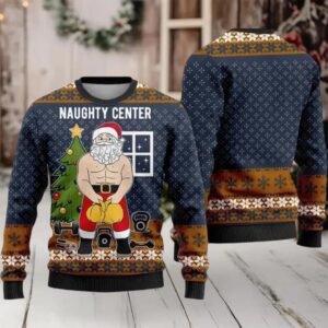 Santa Naughty Center Ugly Christmas Sweater Santa Naughty Center Ugly Christmas Sweater