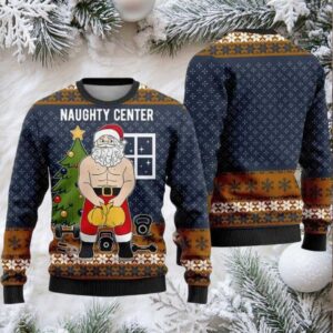 Santa Naughty Center Ugly Christmas Sweater