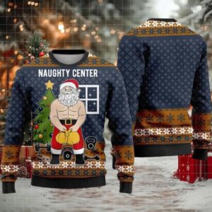 Santa Naughty Center Ugly Christmas Sweater