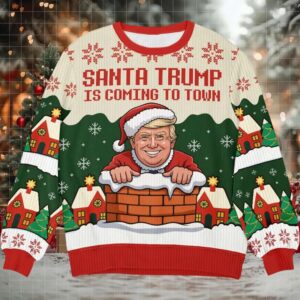 Santa Trump Is Coming To Town Ugly Christmas Sweater