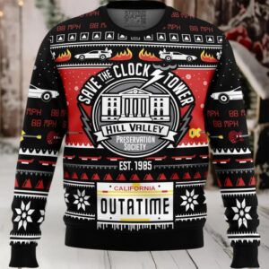 Save The Clock Tower Back To The Future Ugly Christmas Sweater