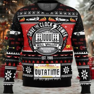 Save The Clock Tower Back To The Future Ugly Christmas Sweater
