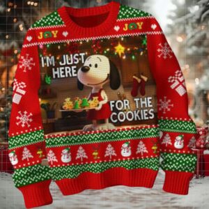 Snoopy I’m Just Here For The Cookies Christmas 2024 Peanuts Ugly Sweater