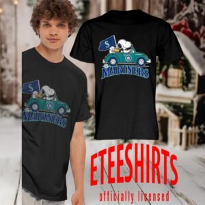 Snoopy driving car Seattle Mariners baseball shirt