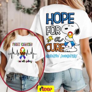 Snoopy x Washington Commanders fight cancer in all colors 2 sided t shirt