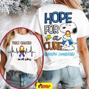 Snoopy x Washington Commanders fight cancer in all colors 2 sided t shirt