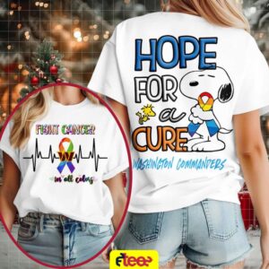 Snoopy x Washington Commanders fight cancer in all colors 2 sided t shirt