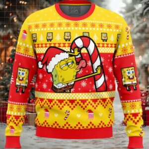 SpongeBob Licking SpongeBob Squarepants Ugly Christmas Sweater