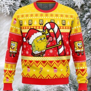 SpongeBob Licking SpongeBob Squarepants Ugly Christmas Sweater