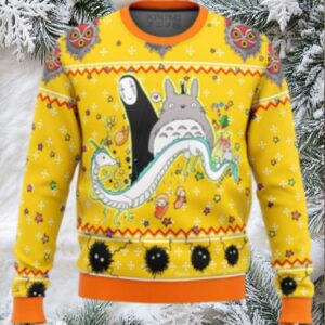 Studio Ghibli Yellow Ugly Christmas Sweater