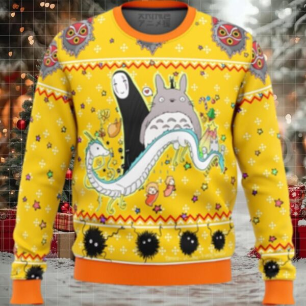 Studio Ghibli Yellow Ugly Christmas Sweater