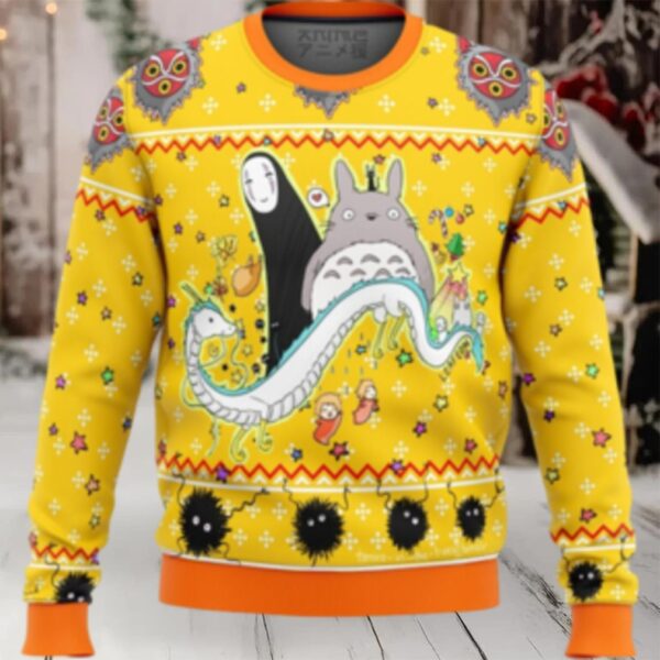 Studio Ghibli Yellow Ugly Christmas Sweater