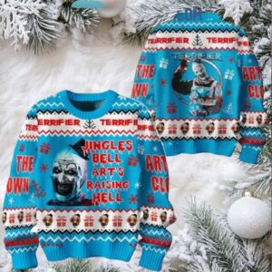 Terrifier 2 Jingle Bell Art’s Raising Hell The Clown Christmas Ugly Sweater