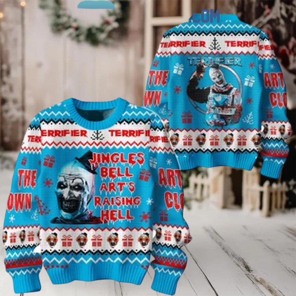 Terrifier 2 Jingle Bell Art’s Raising Hell The Clown Christmas Ugly Sweater Terrifier 2 Jingle Bell Art’s Raising Hell The Clown Christmas Ugly Sweater